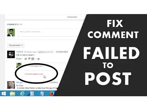 Video thumbnail for Comment Failed to Post Error on YouTube Fix