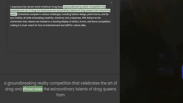 Video thumbnail for celebrates the art of drag and showcases the extraordinary talents of drag queens from around the globe. Contestants compete in various challenges, including fashion design, performance, and lip-sync battles, all while embodying creativit