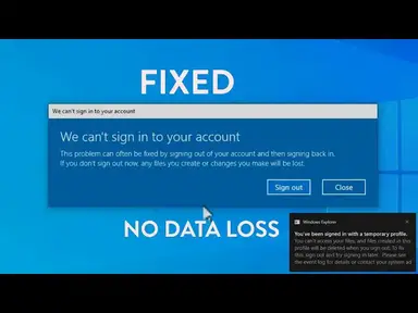 'Video thumbnail for We Can't Sign In to Your Account Windows 10 & 11 | Temporary Profile Issue [2025]'