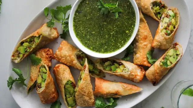 'Video thumbnail for Copycat Cheesecake Factory Avocado Egg Rolls Recipe'