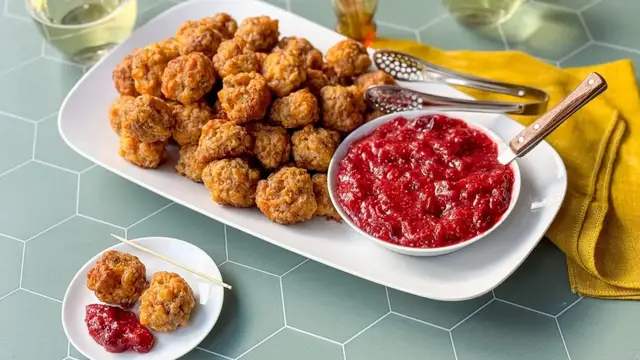 'Video thumbnail for Classic Sausage Balls With Cranberry Mustard Recipe'