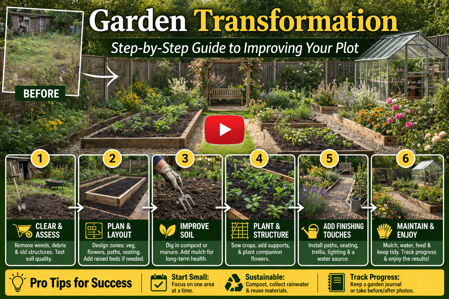 Video thumbnail for Garden Transformation | Step-by-Step Guide to Improving Your Plot