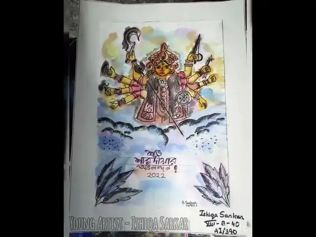 Video thumbnail for Durga Mata Drawing 🌺 || Mahalaya Special || Young Artist - Ishiqa Sarkar