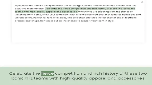 Video thumbnail for exclusive merchandise. Celebrate the fierce competition and rich history of these two iconic NFL teams with high-quality apparel and accessories. Whether you're cheering from the stands or watching from home, show your team spirit with of