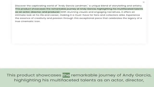 Video thumbnail for This product showcases the remarkable journey of Andy Garcia, highlighting his multifaceted talents as an actor, director, and producer. With stunning visuals and engaging narratives, it offers an intimate look at his life and career, mak
