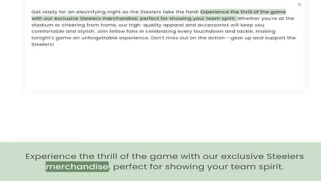 Video thumbnail for with our exclusive Steelers merchandise, perfect for showing your team spirit. Whether you're at the stadium or cheering from home, our high-quality apparel and accessories will keep you comfortable and stylish. Join fellow fans in celebr