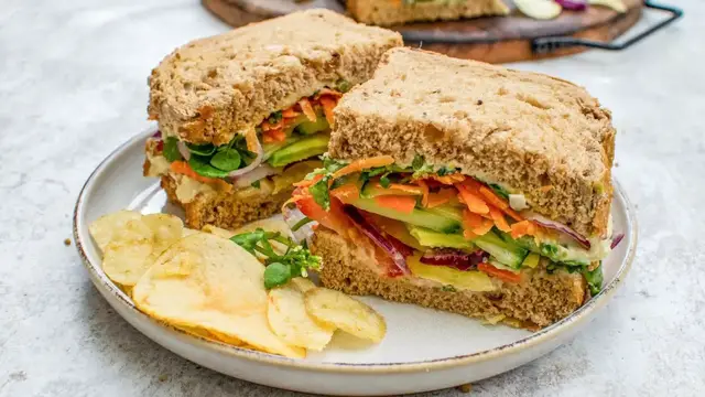 Video thumbnail for Green Salad Veggie Sandwich Recipe