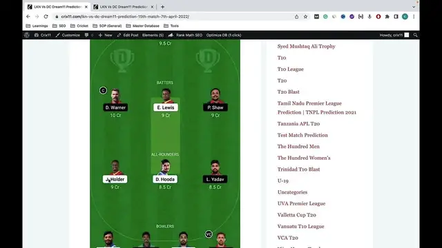 Video thumbnail for LKN vs DC Dream11 Prediction LSG vs DC Dream11 Team 15th Match IPL 2022 Playing 11