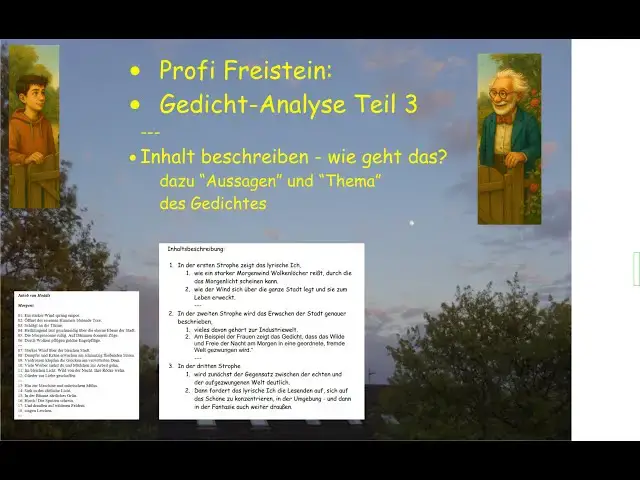 'Video thumbnail for Gedicht - Inhaltsbeschreibung - Profi Freistein zeigt: Erst verstehen, dann beschreiben, Teil 3'