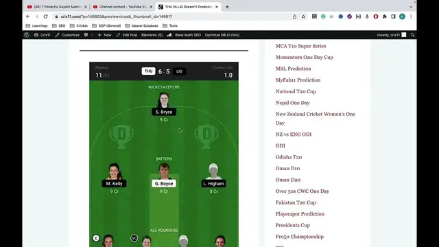 Video thumbnail for THU vs LIG Dream11 Prediction THU vs LIG Dream11 Team THU vs LIG Dream11 Team Today Playing 11