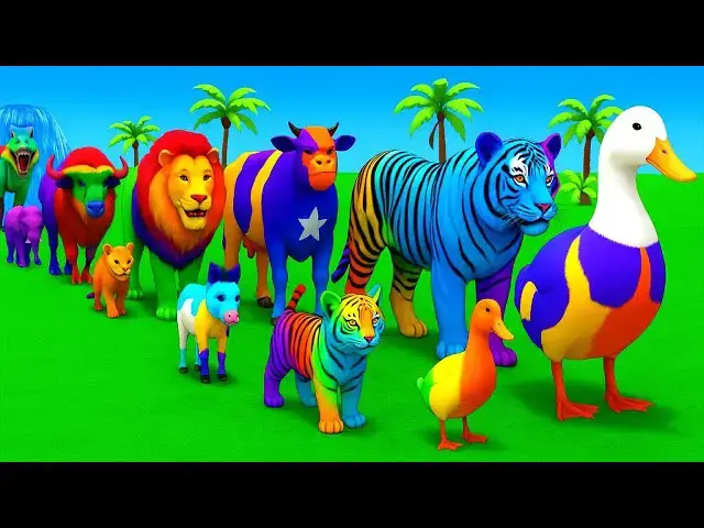 'Video thumbnail for Long Slide Game With Cow Elephant Gorilla Hippopotamus Tiger 3d Animal Game Funny 3d Animals'