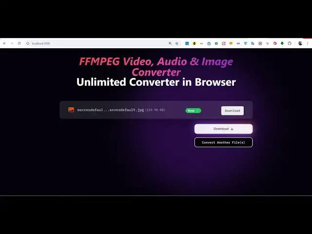 Video thumbnail for Build a Next.js FFMPEG WASM Unlimited Image,Video & Audio Converter in Browser Using TypeScript