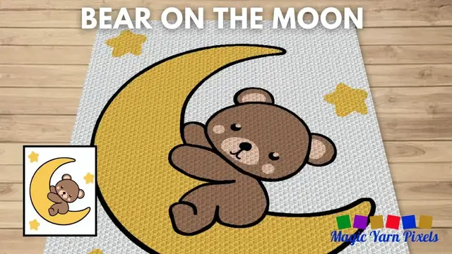Video thumbnail for FREE GRAPH Bear On The Moon C2C & Tapestry Crochet Pattern | Magic Yarn Pixels