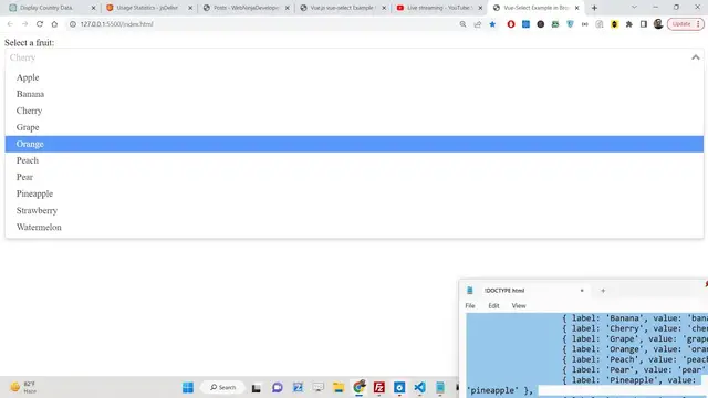 Video thumbnail for Vue.js vue-select Example to Display the Selected Value From the Dropdown Input Field in Browser