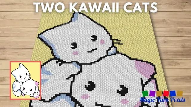 Video thumbnail for FREE GRAPH Two Kawaii Cats C2C & Tapestry Crochet Pattern | Magic Yarn Pixels