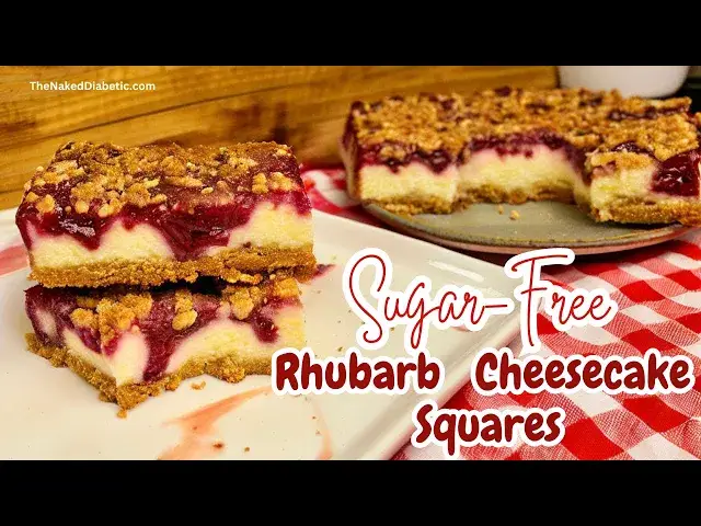 Video thumbnail for Sugar Free Rhubarb Cheesecake Squares   SD 480p
