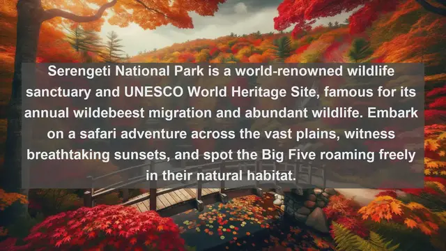 Video thumbnail for Discover Tanzania's Top 10 Must-See Landscapes: From Serengeti Plains to Zanzibar Beaches