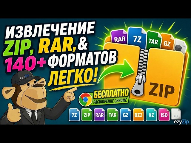 Video thumbnail for 📦 Извлекайте ZIP, RAR и Более 140 Форматов с Расширением Chrome | Бесплатно и Локально