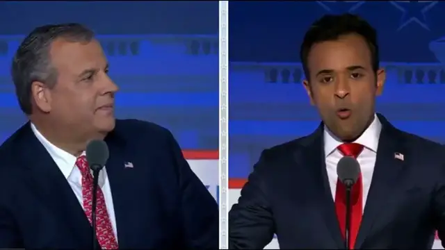 Video thumbnail for Vivek Ramaswamy slams Chris Christie at GOP debate