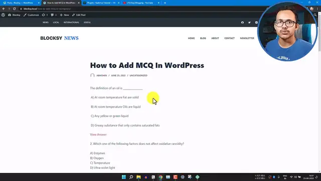 'Video thumbnail for How to Add MCQs in WordPress Website _ Simple MCQ Quiz in WordPress'