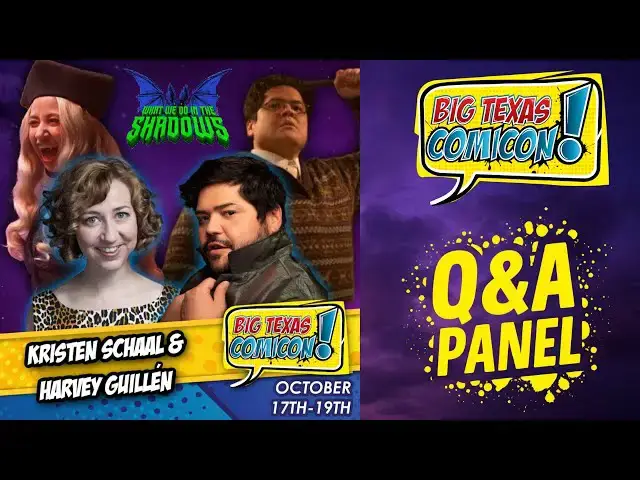 Video thumbnail for Kristen Schaal & Harvey Guillén | What We Do in the Shadows Q&A | Big Texas Comic Con 2025