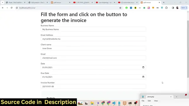 Video thumbnail for Build a PHP PDF Invoice Editor Using HTML5 Form to Create PDF Documents in Browser Using DOMPDF