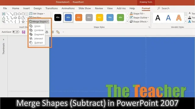 Video thumbnail for How To Use Merge Shapes Subtract Command in PowerPoint 2007 Tutorial
