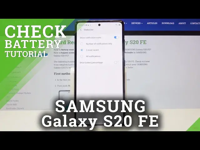 'Video thumbnail for How to Enable Battery Percentage in SAMSUNG Galaxy S20 FE – Check Battery Level'