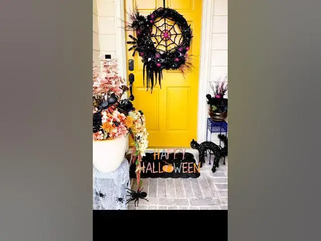 Video thumbnail for It's Fall-O-Ween yall! My inexpensive fall to Halloween porch transition 🍂🧡🕷 #diyhalloween