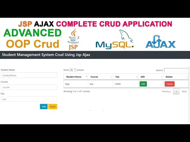 Video thumbnail for Learn JSP AJAX OOP CRUD System | Complete Beginner’s Tutorial