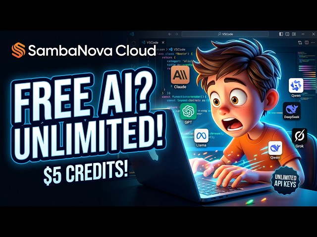 Video thumbnail for SambaNova Cloud FREE $5 Credits 😱 Unlimited FREE API for Claude, GPT, Llama, Qwen, DeepSeek,Grok