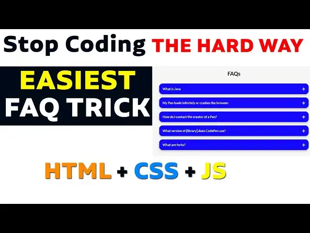 'Video thumbnail for Easiest Way to Create FAQ Section Using HTML & CSS  | Web Developer Trick You Must Know!'