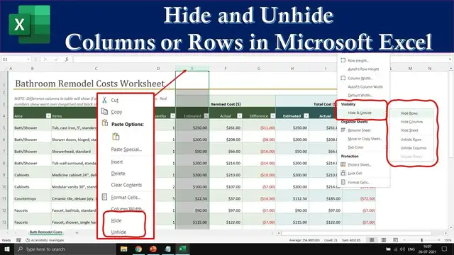 Video thumbnail for Excel for Beginners: How to Hide and Unhide Columns and Rows