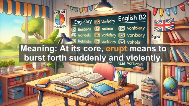Video thumbnail for 1500 Must Know CEFR B2 Vocabulary - Erupt: Exploring the Explosive Power of a Versatile Verb
