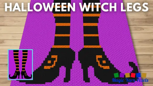 Video thumbnail for FREE GRAPH Halloween Witch Legs C2C & Tapestry Crochet Pattern | Magic Yarn Pixels