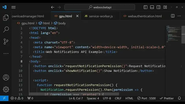 Video thumbnail for Javascript Web Notifications API Example to Create Push Notifications in Browser