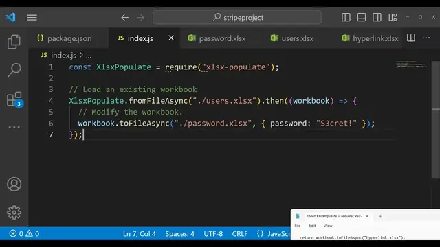 Video thumbnail for Node.js xlsx-populate Example to Read & Write Excel Files | Encrypt & Style Excel Files in JS