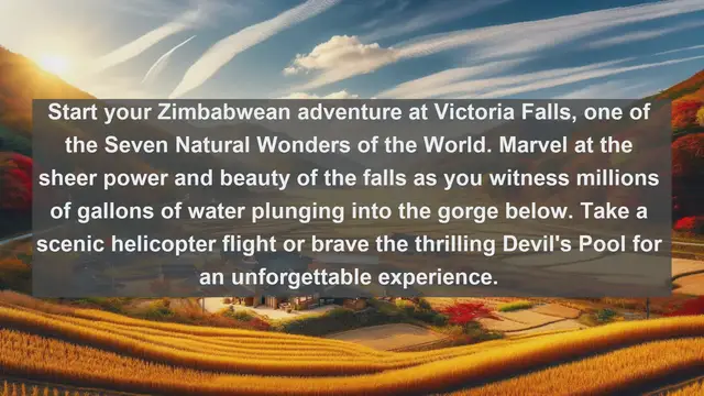 Video thumbnail for "Explore the Wonders of Zimbabwe: Top 10 Must-Visit Places | Discover the Rich Heritage and Natural Beauty"
