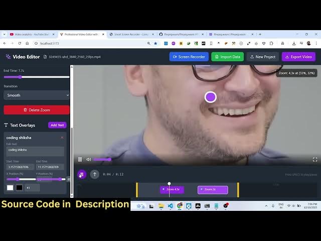 Video thumbnail for Build a React.js FFMPEG Timeline Video Editor to Apply Zoom Effect & Add Overlay Text in Browser
