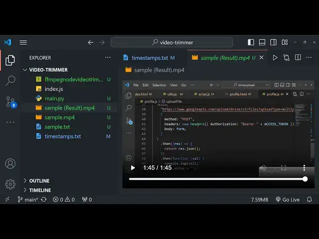 Video thumbnail for Node.js FFMPEG Video Editor Project to Trim & Merge Videos Using Timestamps and Automate it in CMD