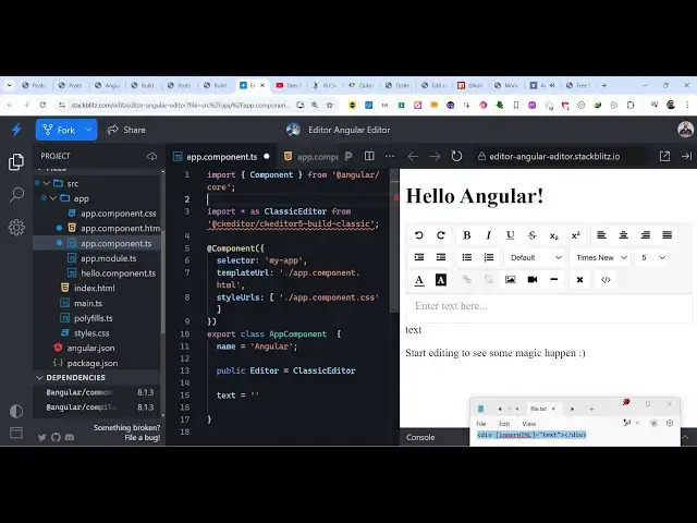 Video thumbnail for Build a Angular WYSIWYG Rich Text Editor With HTML Controls Using @kolkov/angular-editor in TS