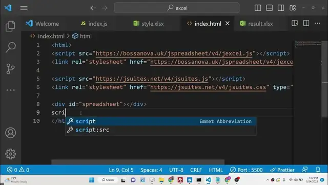 Video thumbnail for Javascript jExcel Library Example to Create Excel Spreadsheets  XLSX Files Using Dynamic Data in Bro