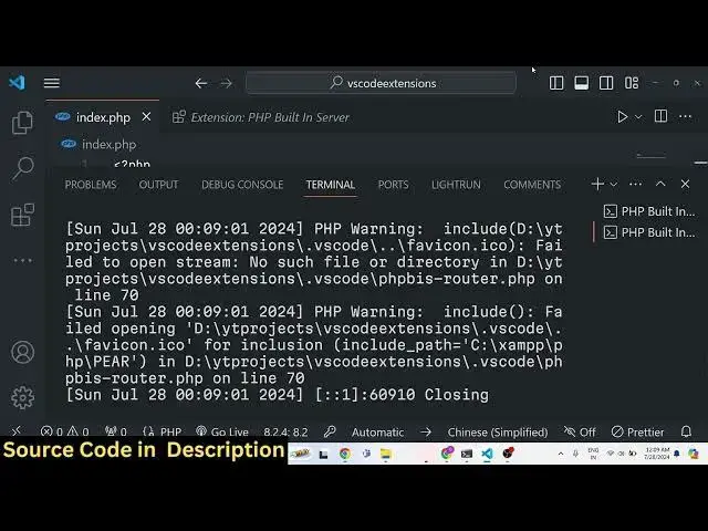 Video thumbnail for How to Setup and Run PHP Files on Server in Visual Studio Code Without XAMPP Control Panel in Browse