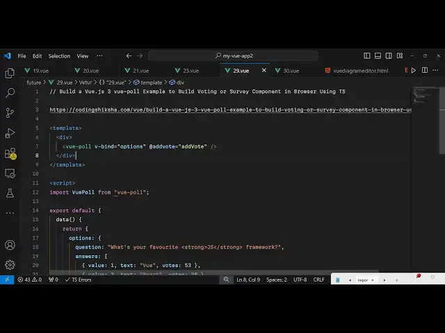 Video thumbnail for Build a Vue.js 2 vue-poll Example to Build Voting or Survey Component in Browser Using TS