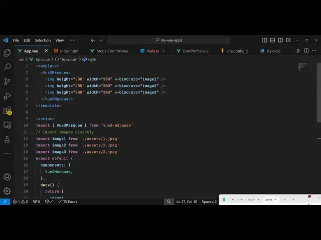 Video thumbnail for Vue.js 3 Tutorial to Build Scrolling Text & Image Marquee Animation Using vue3-marquee in TS