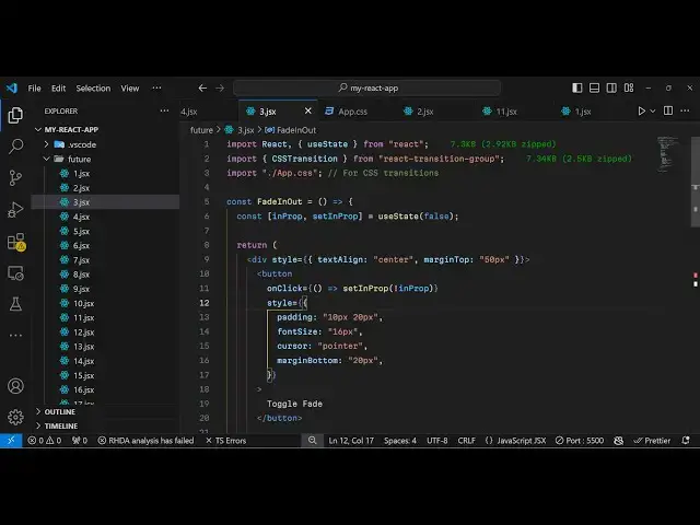 Video thumbnail for React.js react-transition-group Library Example to Animate Objects in HTML Using JSX