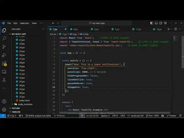 Video thumbnail for React react-toastify Example to Show Toast Notification Messages in Browser Using JSX
