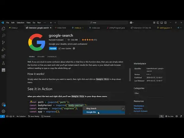 Video thumbnail for Turn VS Code Into a Search Engine — Right Click & Google Instantly!