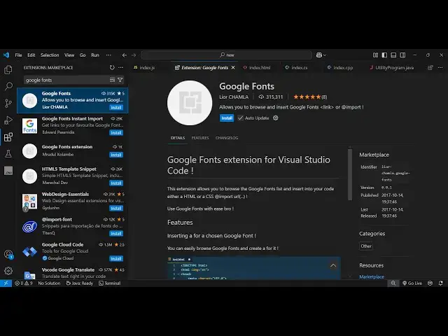 Video thumbnail for Add Google Fonts in Seconds With VS Code Autocomplete & Intellisense Extension for Font CDN Links!