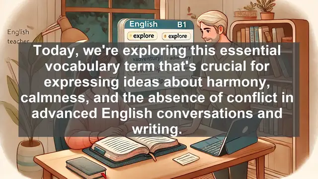 Video thumbnail for 2500 Must Know CEFR B1 Vocabulary - Understanding 'Peaceful': A Key Word for Expressing Harmony and Calm